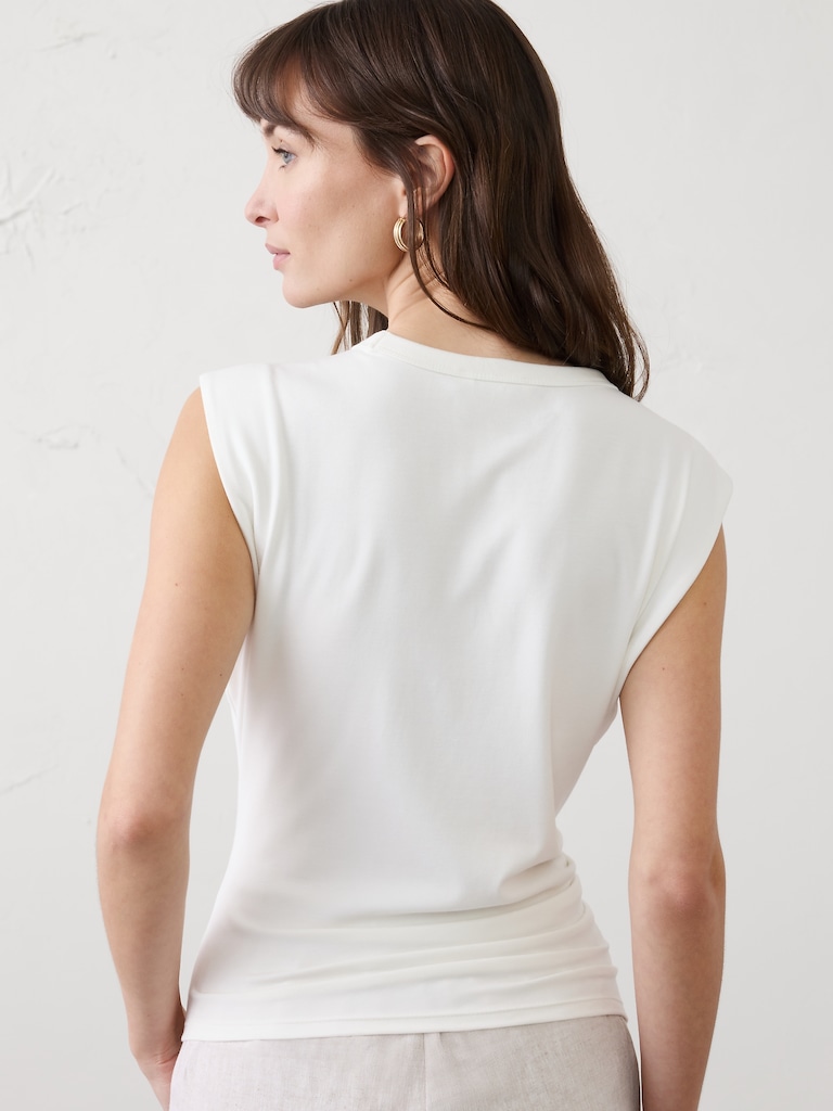 Soft Interlock Side-Shirred Top