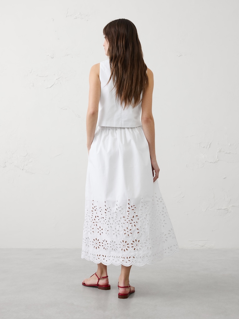Eyelet Midi Skirt