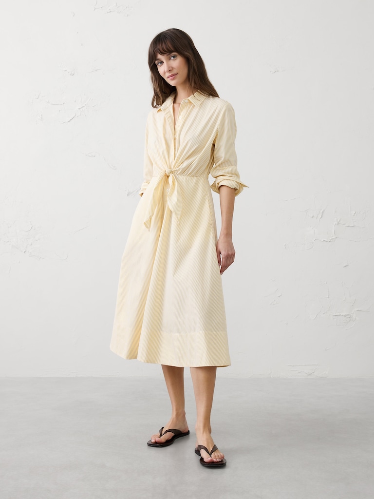 Poplin Wrap-Tie Midi Shirtdress