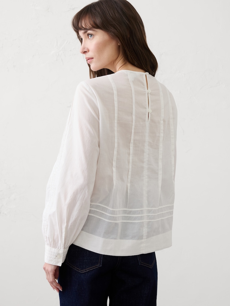 Pintuck Button-Back Top