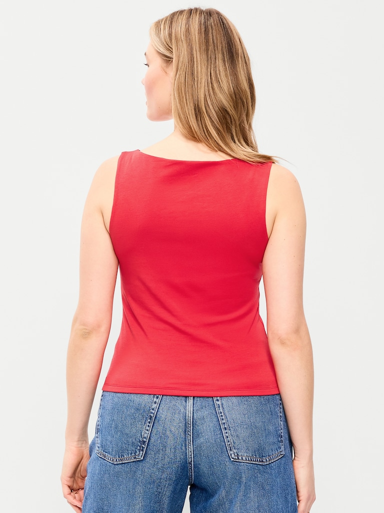 Hug Double-Layer Boat-Neck Top