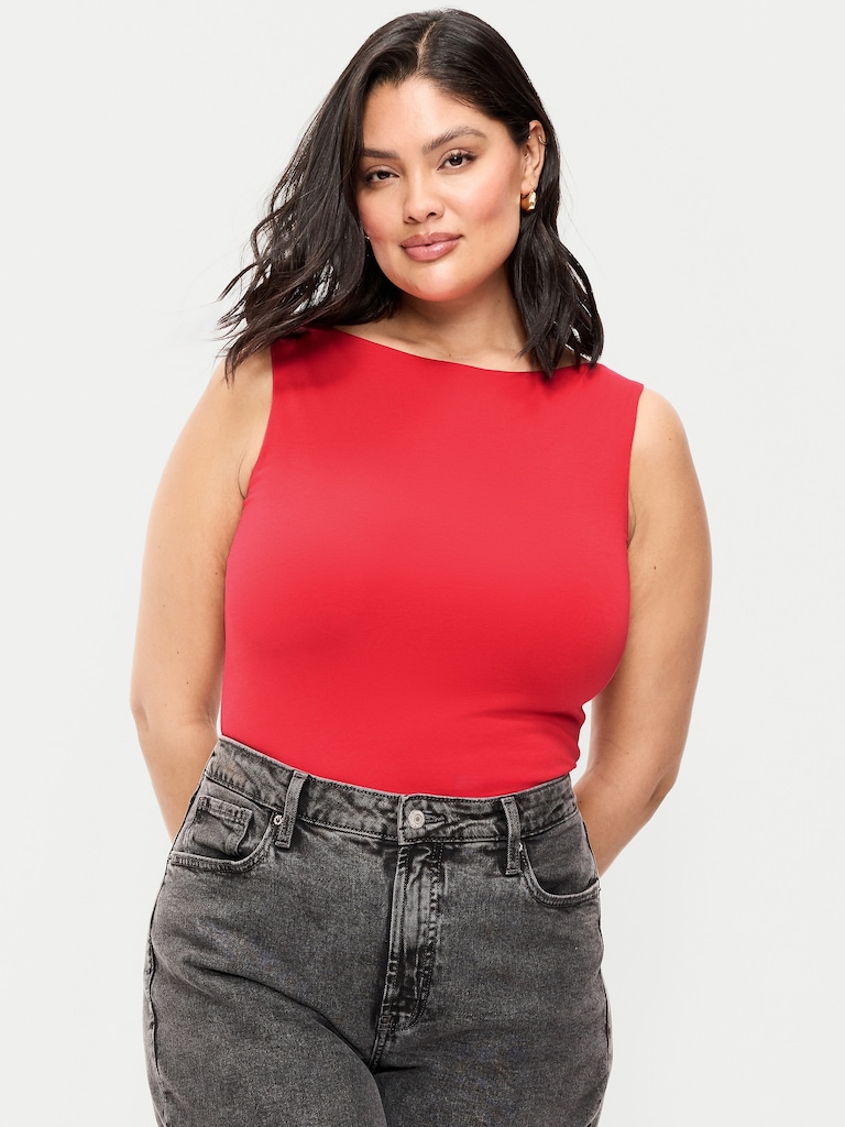 Hug Double-Layer Boat-Neck Top