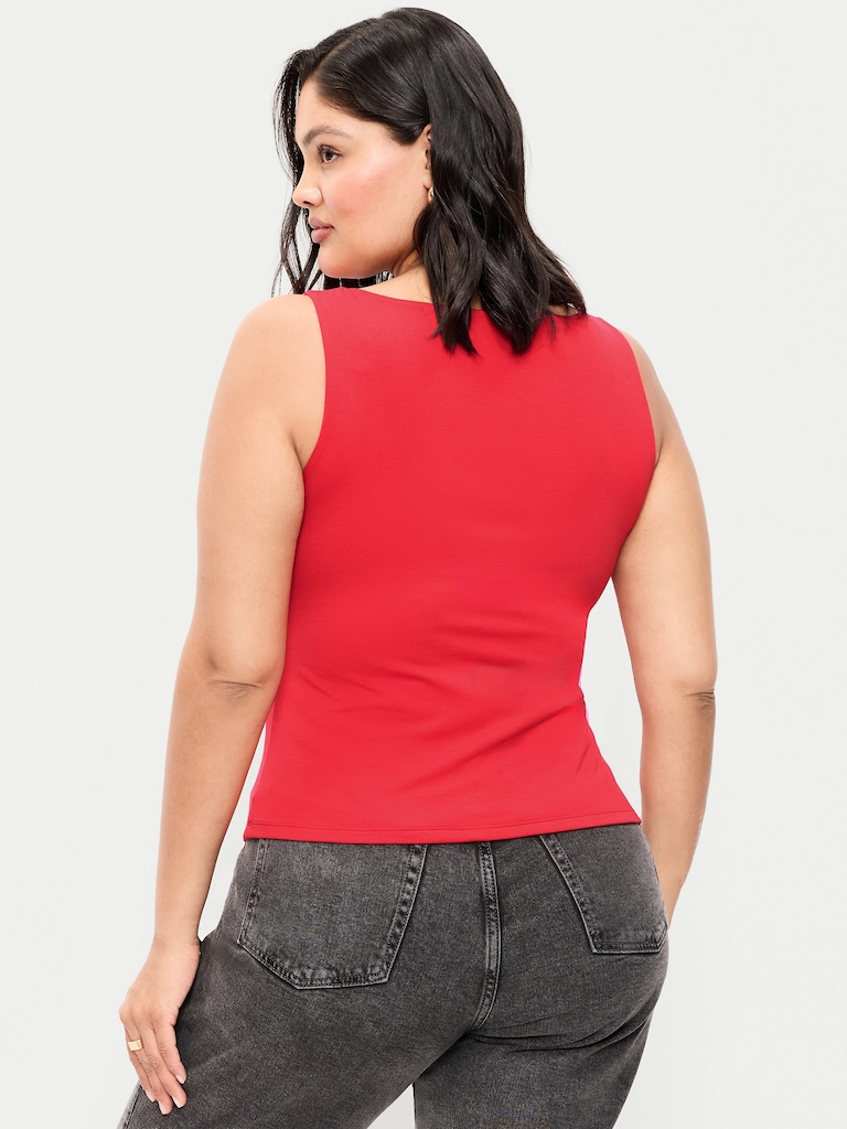 Hug Double-Layer Boat-Neck Top
