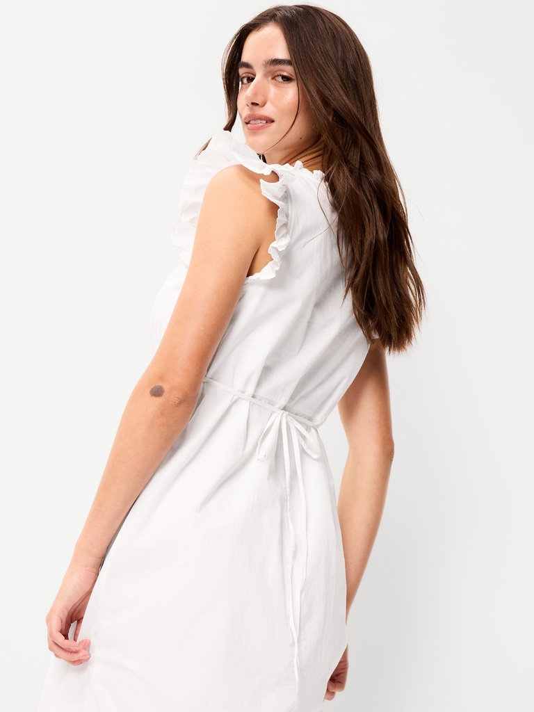 V-Neck Flutter-Sleeve Midi Dress