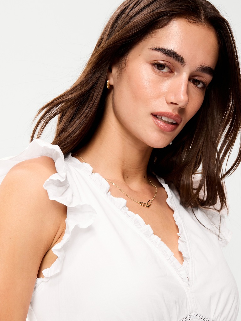 V-Neck Flutter-Sleeve Midi Dress