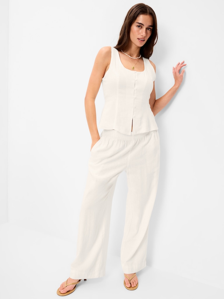 Sleeveless Button-Down Top