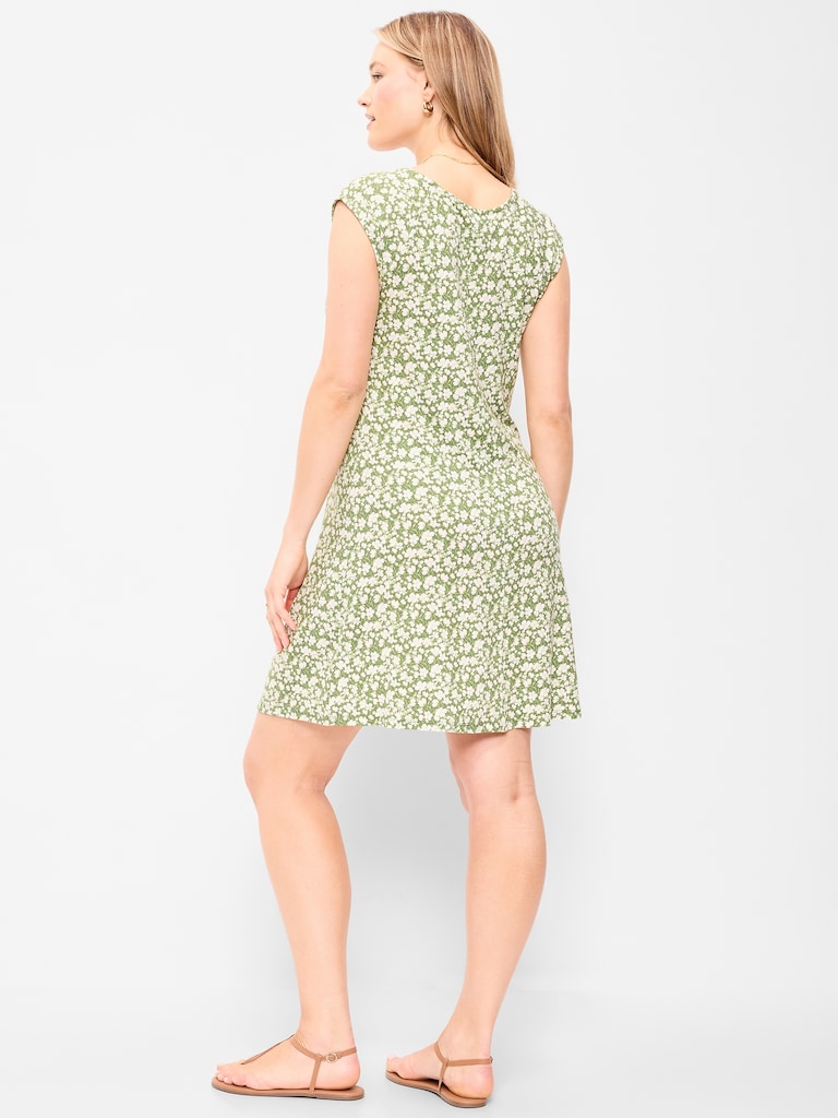 Short-Sleeve Scoop-Neck Mini Dress