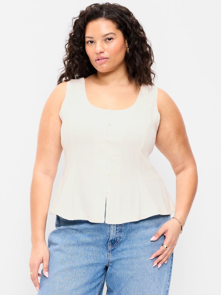 Sleeveless Button-Down Top