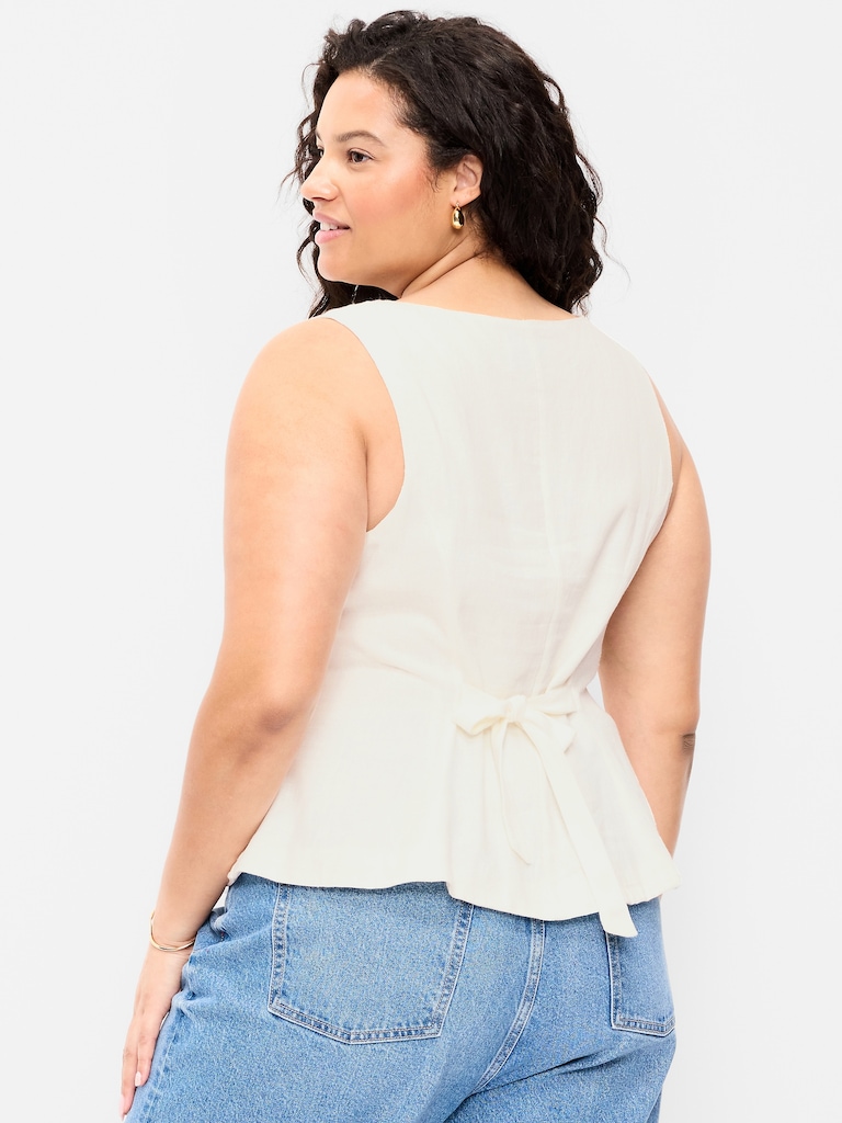 Sleeveless Button-Down Top