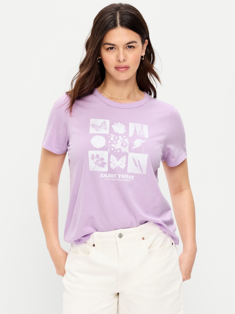 T-shirt passe-partout ras du cou à logo imprimé