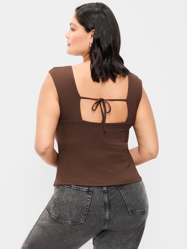 Cap-Sleeve Tie-Back Top