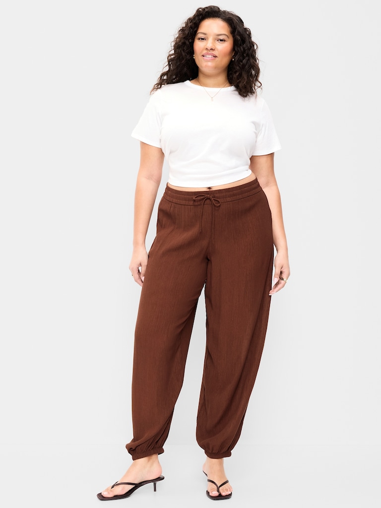 High-Waisted Crinkle Chiffon Harem Pants
