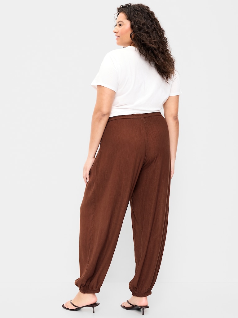 High-Waisted Crinkle Chiffon Harem Pants