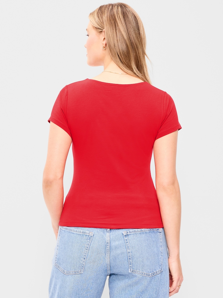 Hug Double-Layer Scoop-Neck Top