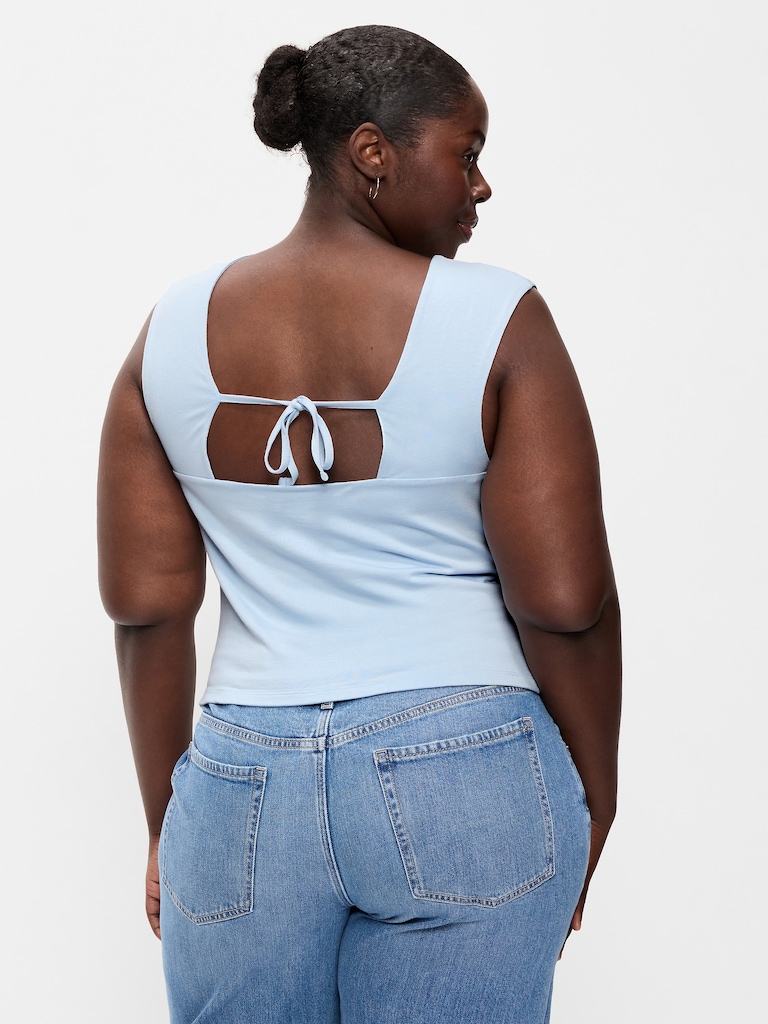 Cap-Sleeve Tie-Back Top