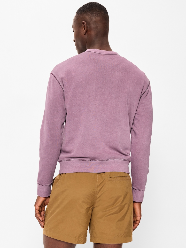 Loose Garment-Washed Crew-Neck Sweatshirt