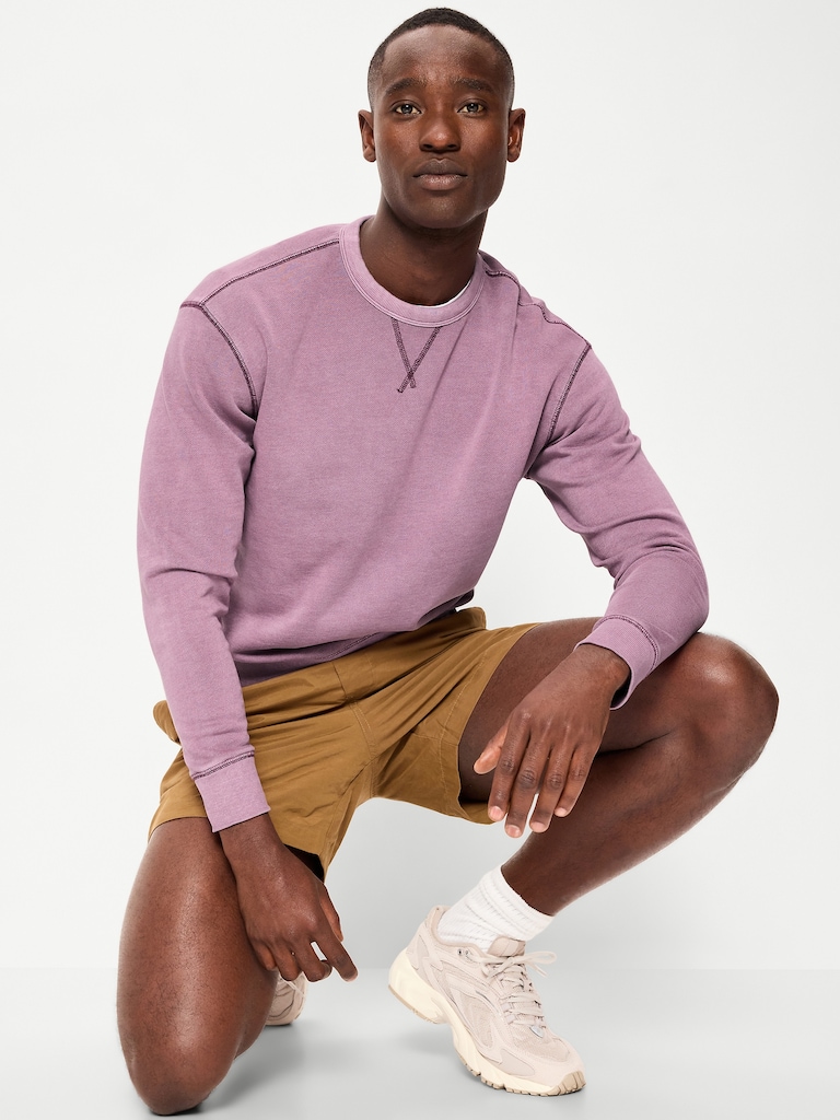 Loose Garment-Washed Crew-Neck Sweatshirt