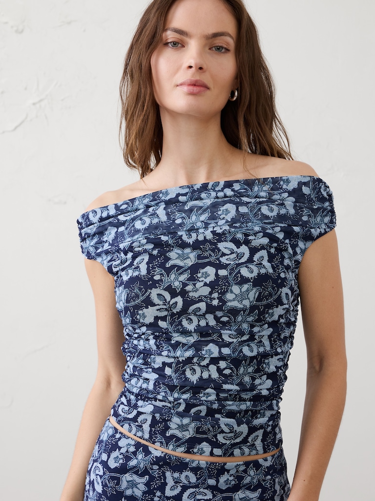Off-Shoulder Mesh Top