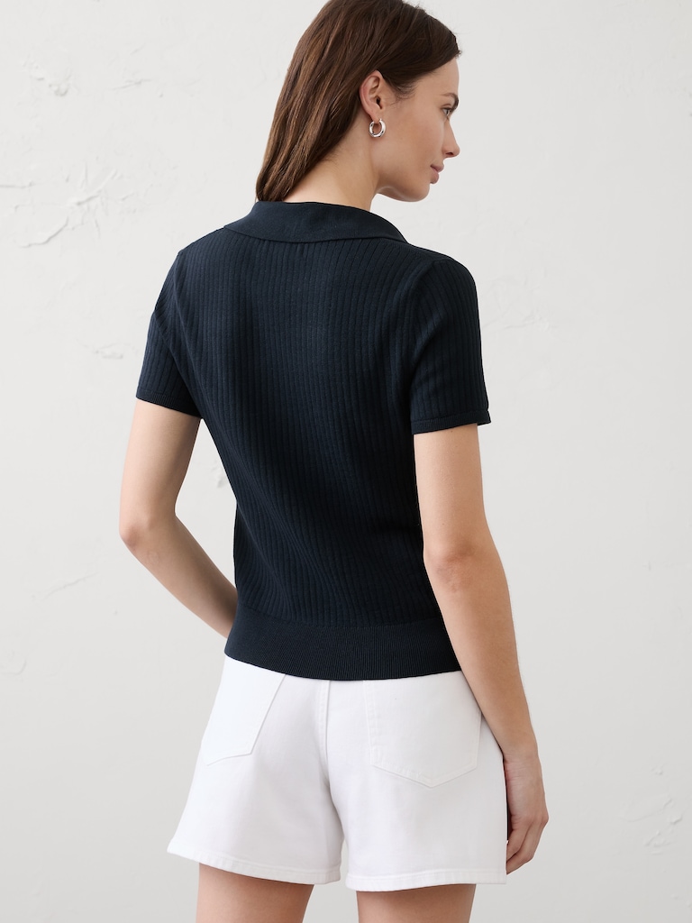 Ribbed Sweater Polo