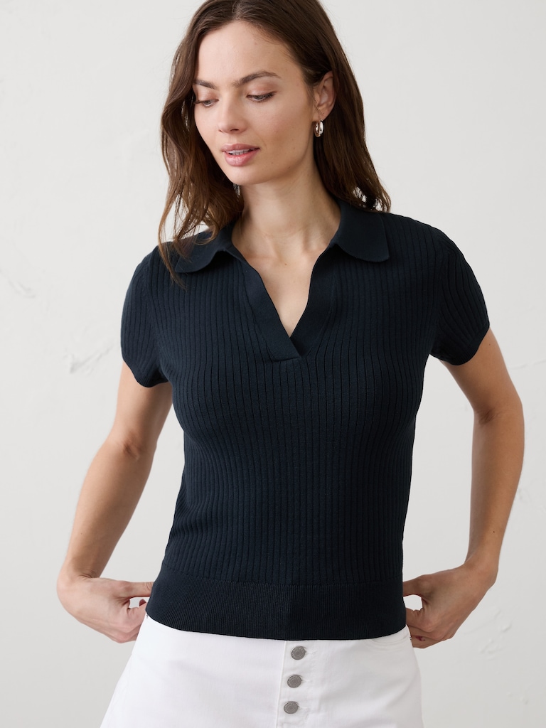 Ribbed Sweater Polo