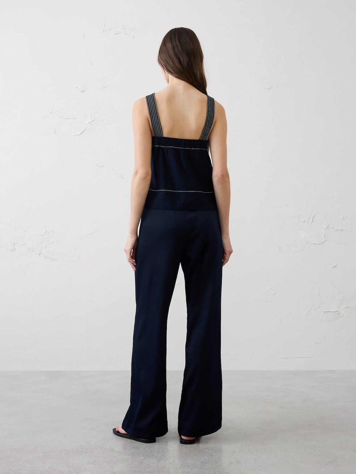 Wide-Leg High-Rise Crinkle Satin Pull-On Pant