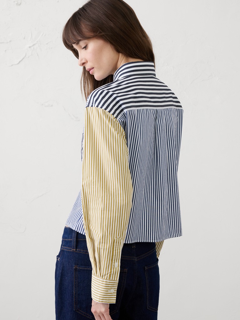 Mixed Stripes Cropped Shirt