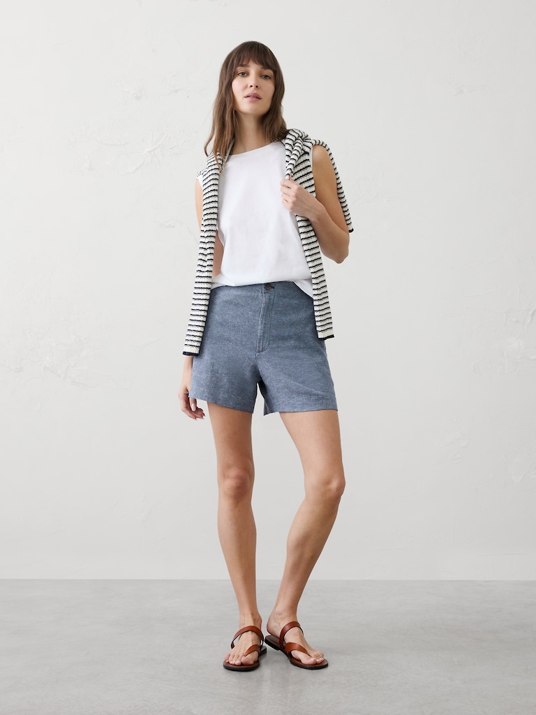 Linen-Blend High-Rise Short
