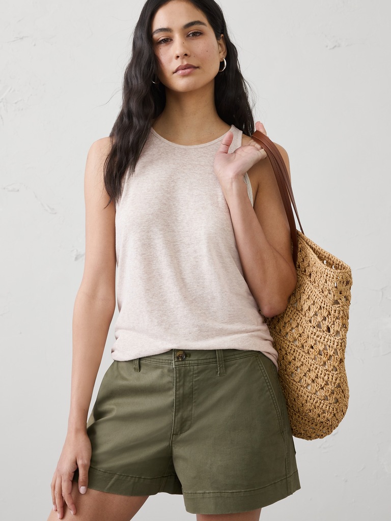 Linen-Blend Racer Back Tank