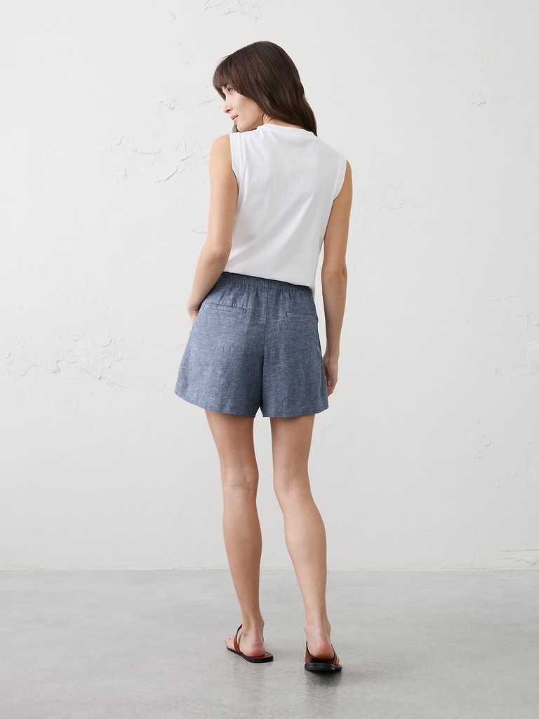 Linen-Blend High-Rise Short
