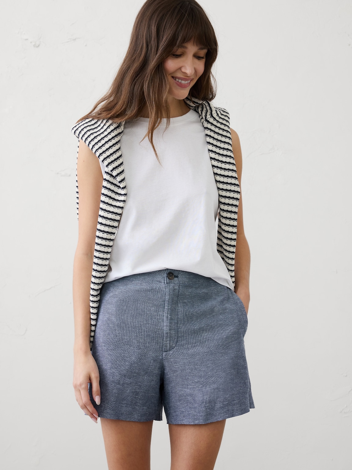 Linen-Blend High-Rise Short