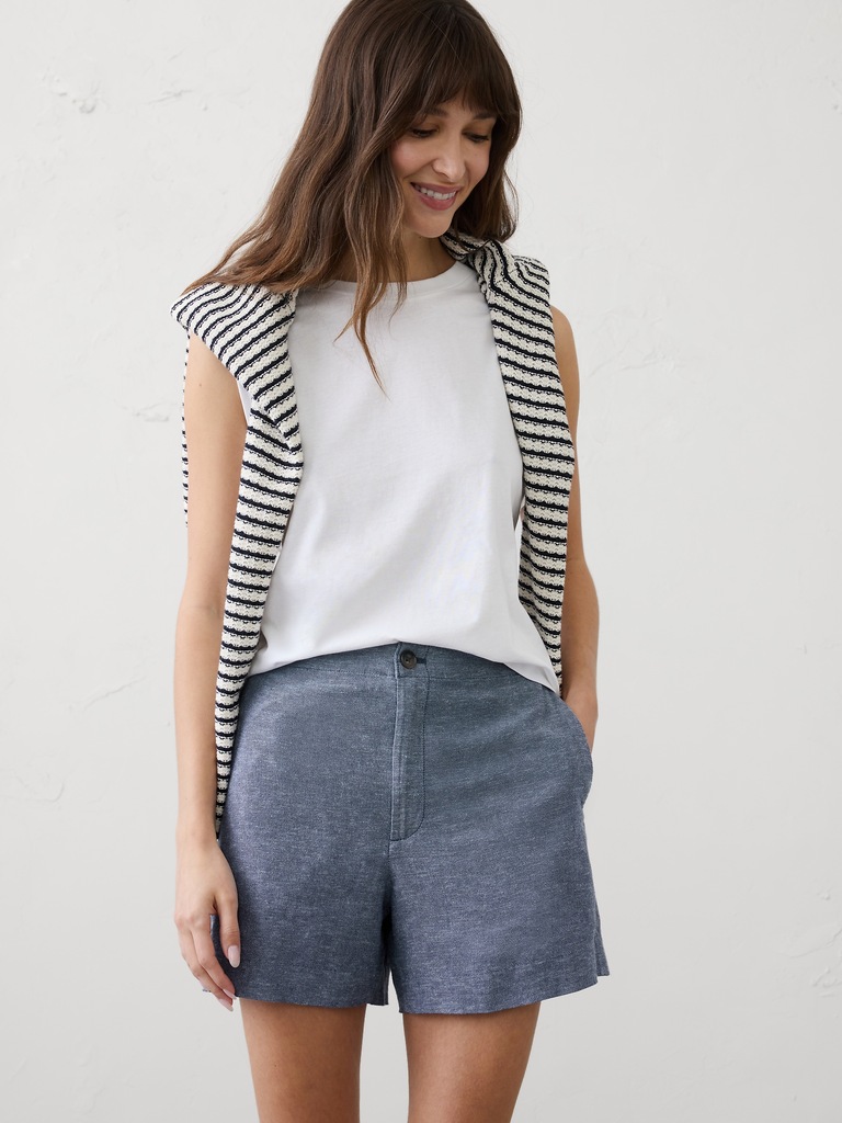 Linen-Blend High-Rise Short