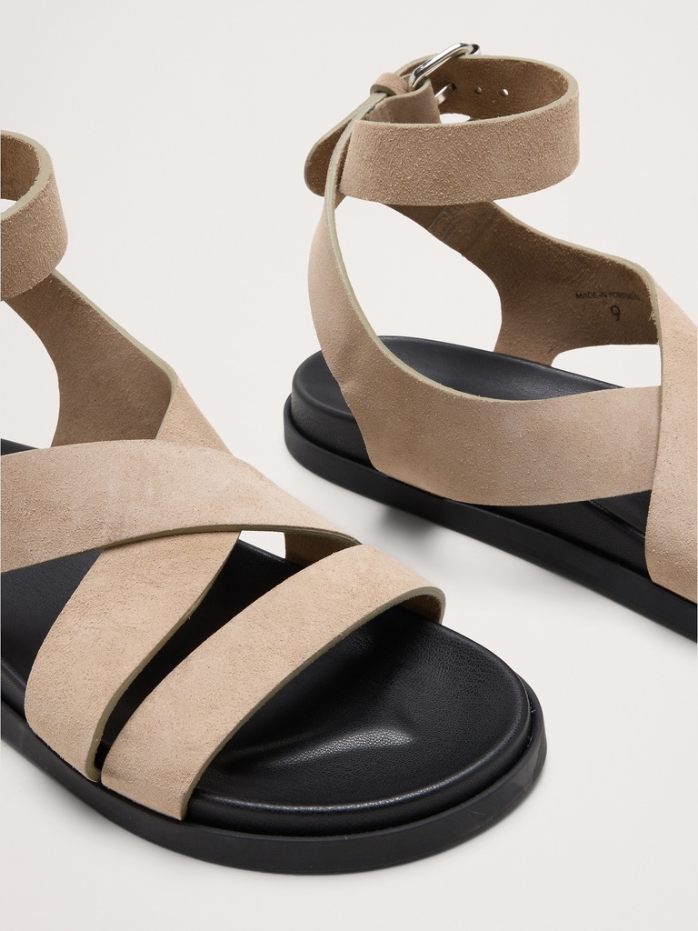 Italian Suede Ankle-Strap Sandal