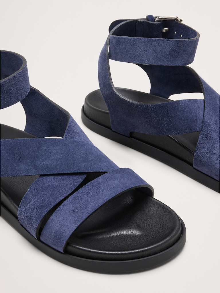 Italian Suede Ankle-Strap Sandal