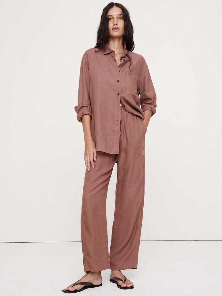The Getaway Straight-Leg Pull-On Pant in Linen