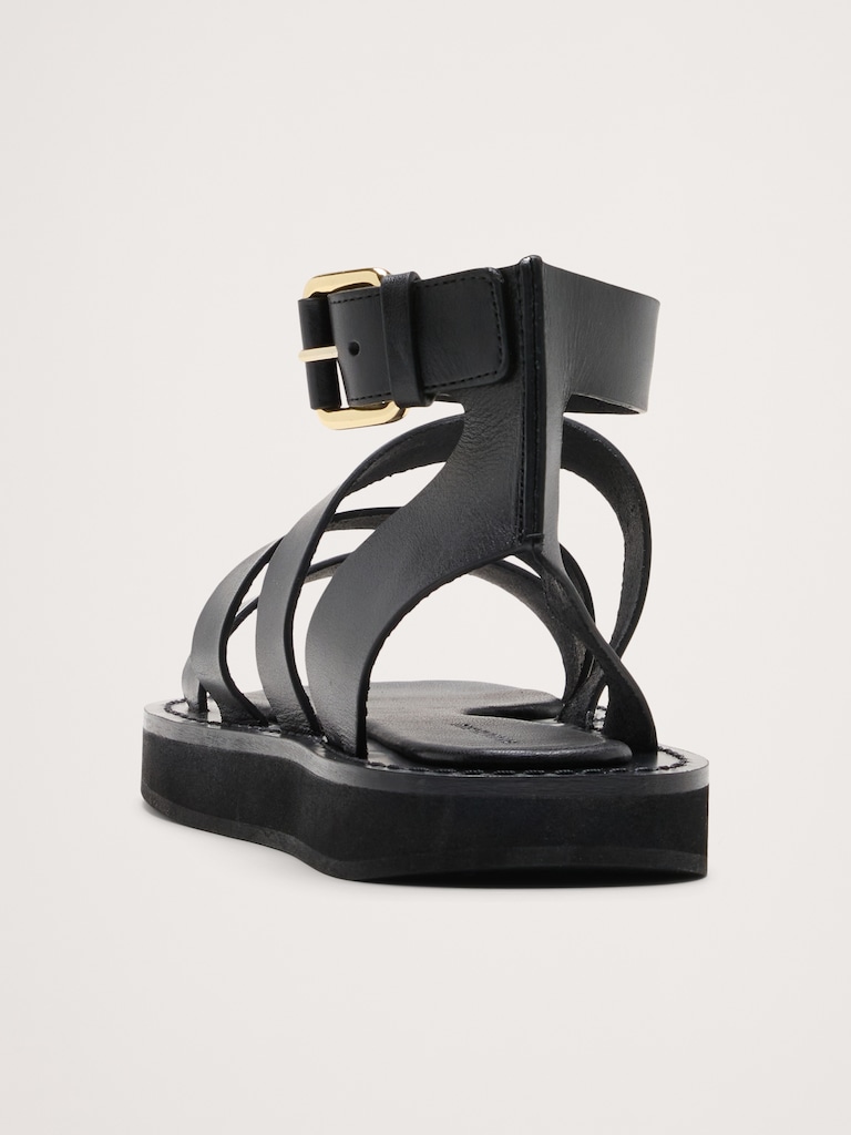 Italian Leather Flatform Sandal