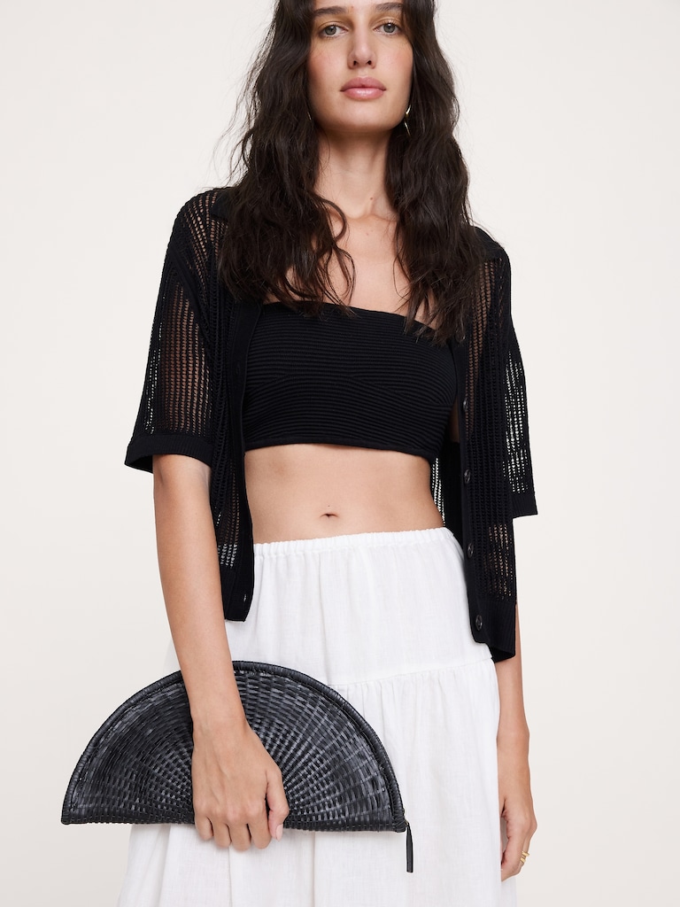 Perla Woven Leather Clutch by Bembien