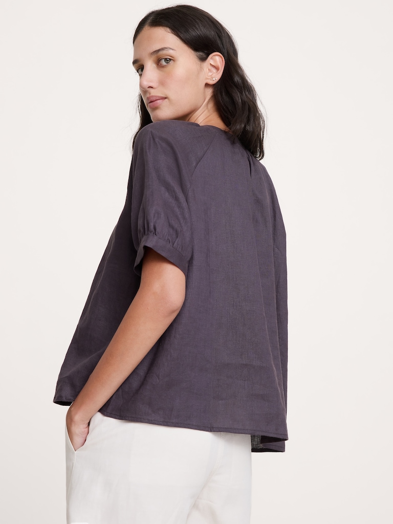 Linen Tassel-Tie Top