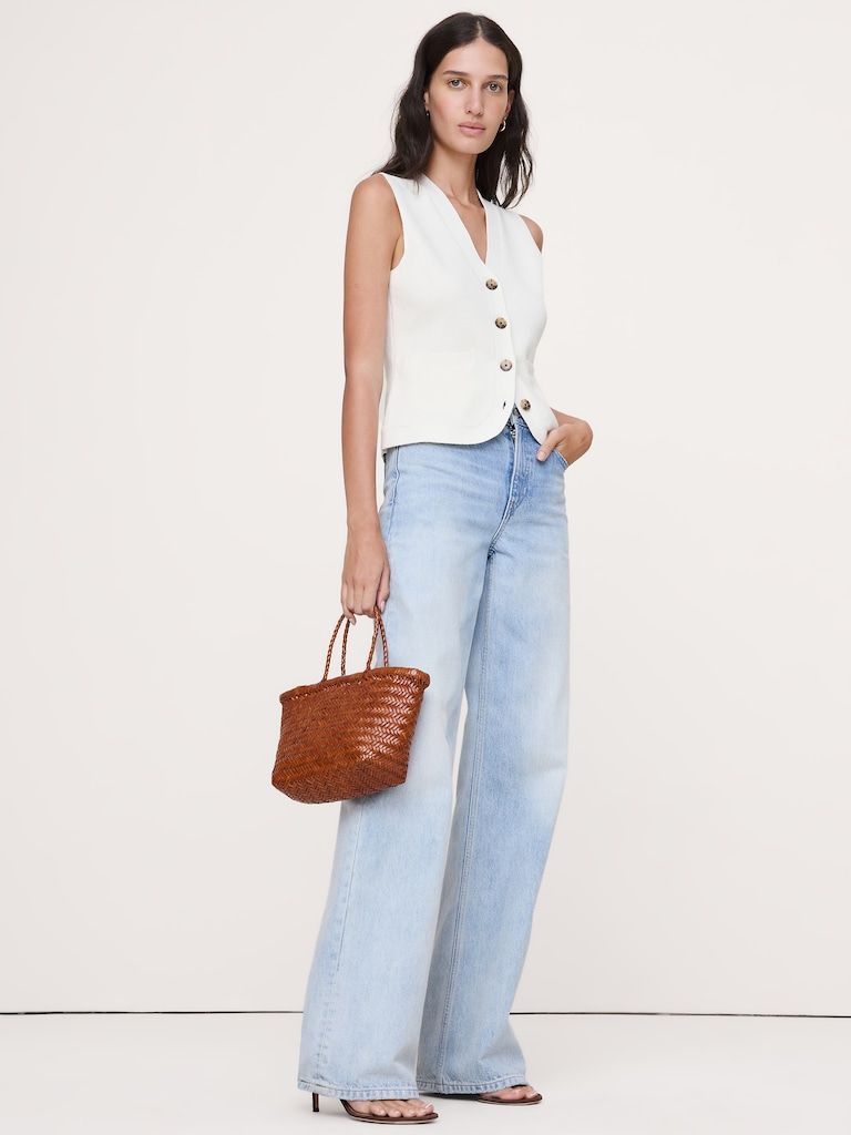 Larkspur Cotton-Silk Sweater Vest