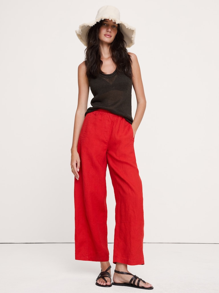 Mid-Rise Relaxed Painter Pull-On Pant in Linen