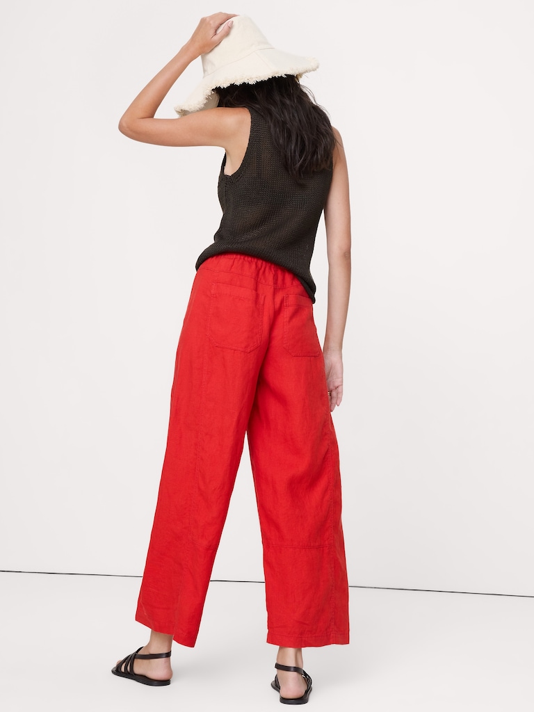 Mid-Rise Relaxed Painter Pull-On Pant in Linen