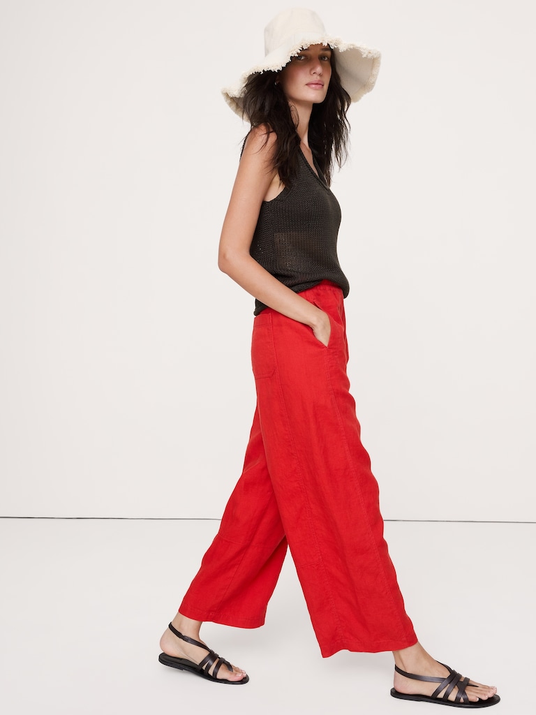 Mid-Rise Relaxed Painter Pull-On Pant in Linen
