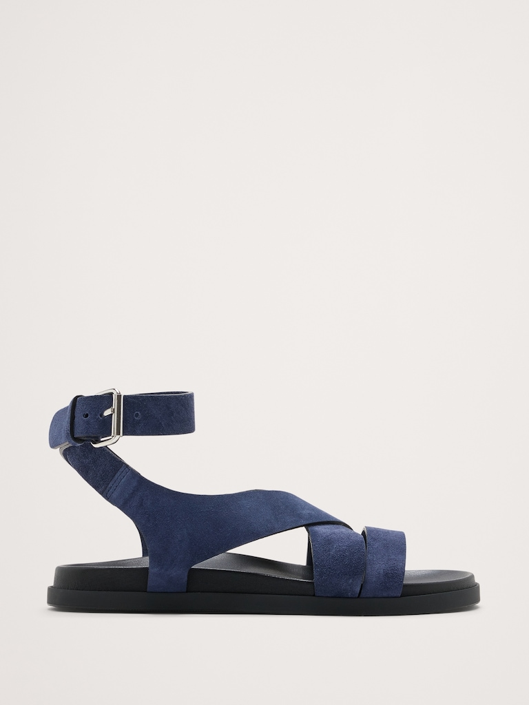 Italian Suede Ankle-Strap Sandal