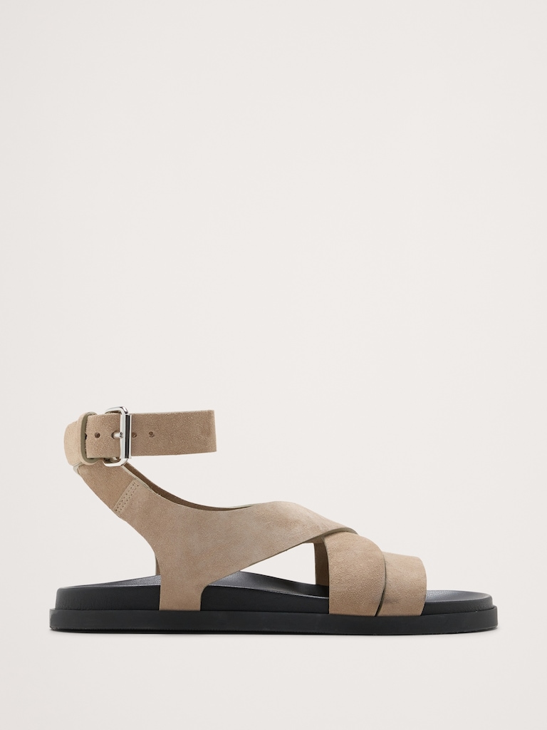 Italian Suede Ankle-Strap Sandal