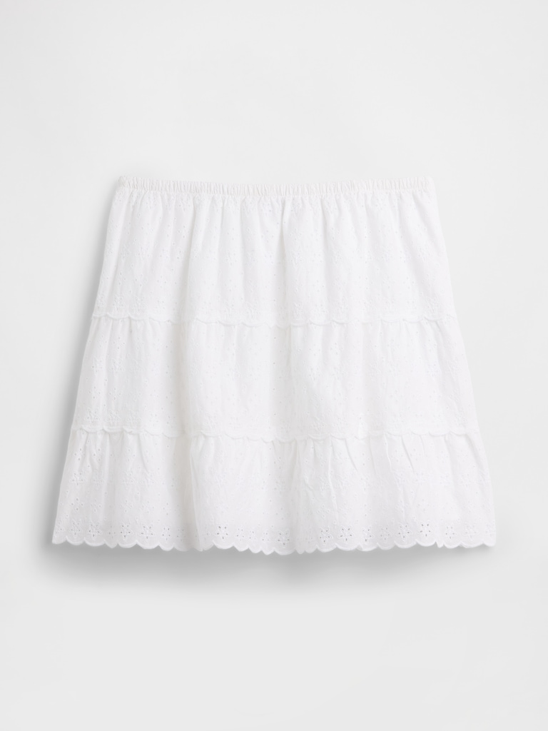 Tiered Eyelet Mini Skirt
