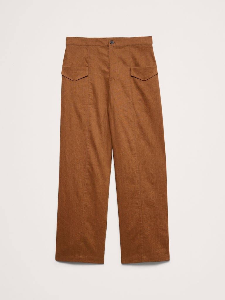 Mid-Rise Straight Utility Pant in Stretch Linen-Viscose