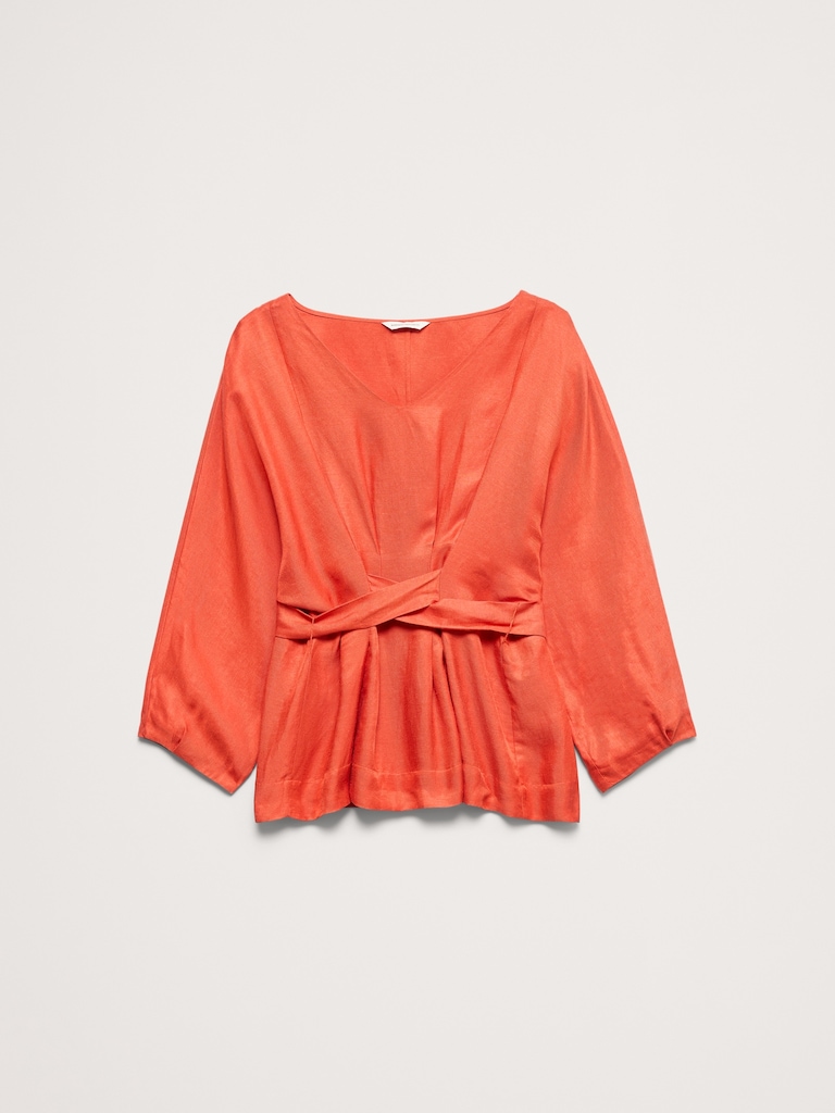 Viscose-Linen Pleated Top