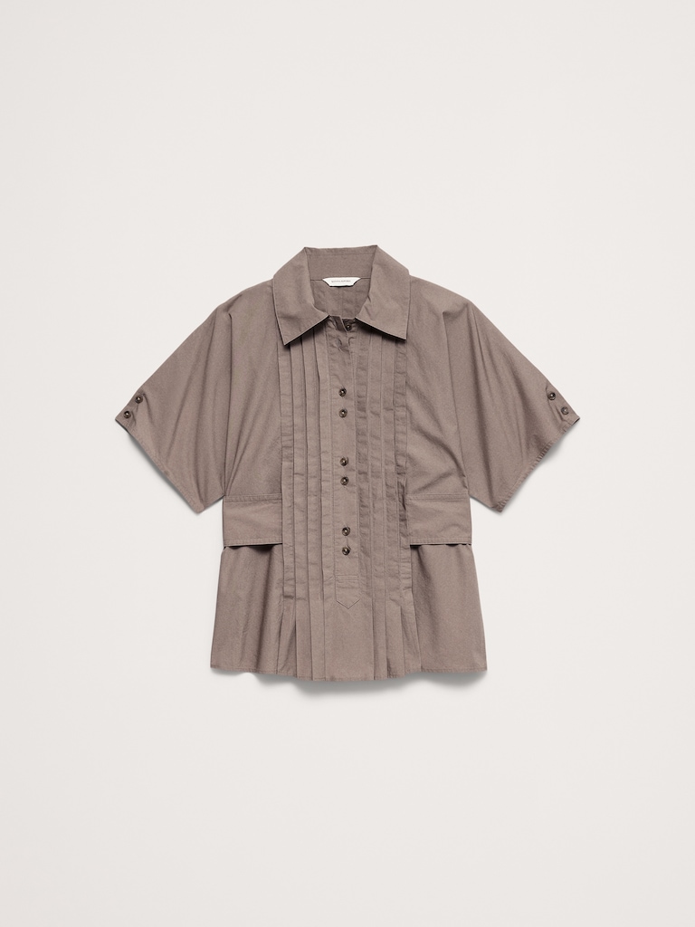 Pleated Cotton Poplin Top