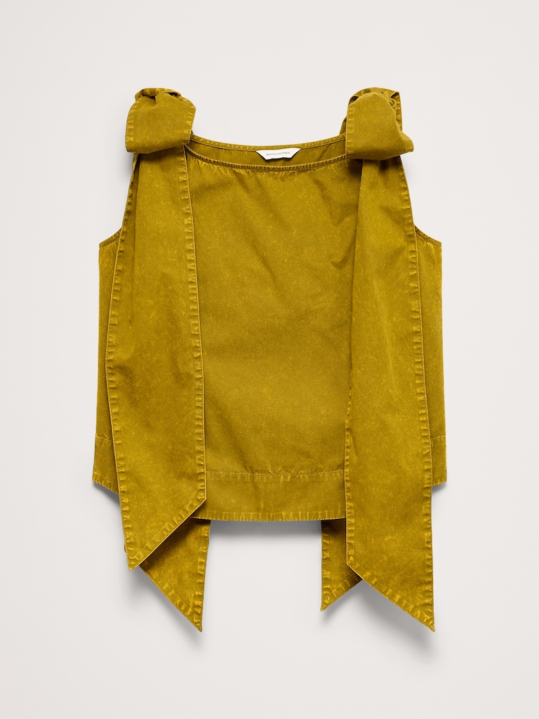 Cotton Bow-Shoulder Top