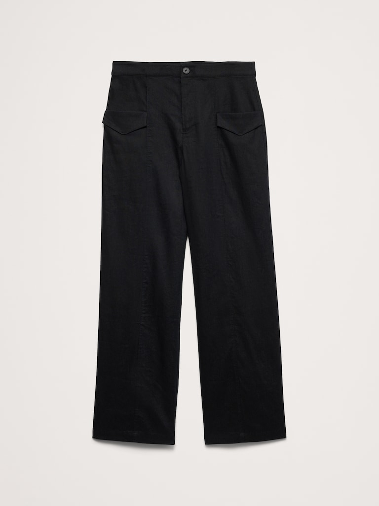 Mid-Rise Straight Utility Pant in Stretch Linen-Viscose