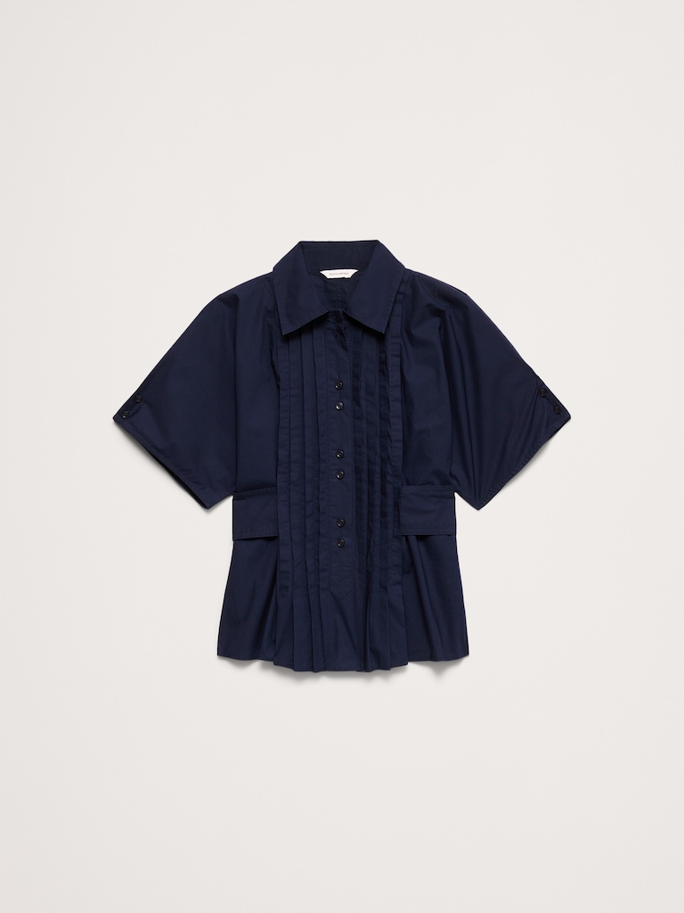 Pleated Cotton Poplin Top